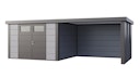 Vorschaubild Telluria Metallgerätehaus Classico 3330 mit Lounge Anbau XL (ca. 450 cm Breite) inkl. 2 Fenstern