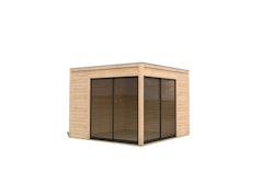 Karibu Design Gartenhaus Dice 3 mit 2 Aluminium Schiebetüren - 38 mm-308 x 308 cm- naturbelassen