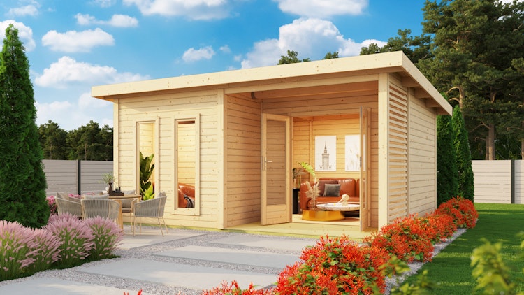 Karibu Saunahaus Mainburg 5 mit Vorraum - 38 mm inkl. gratis Sauna-Zubehörset im Wert von 234,94 €