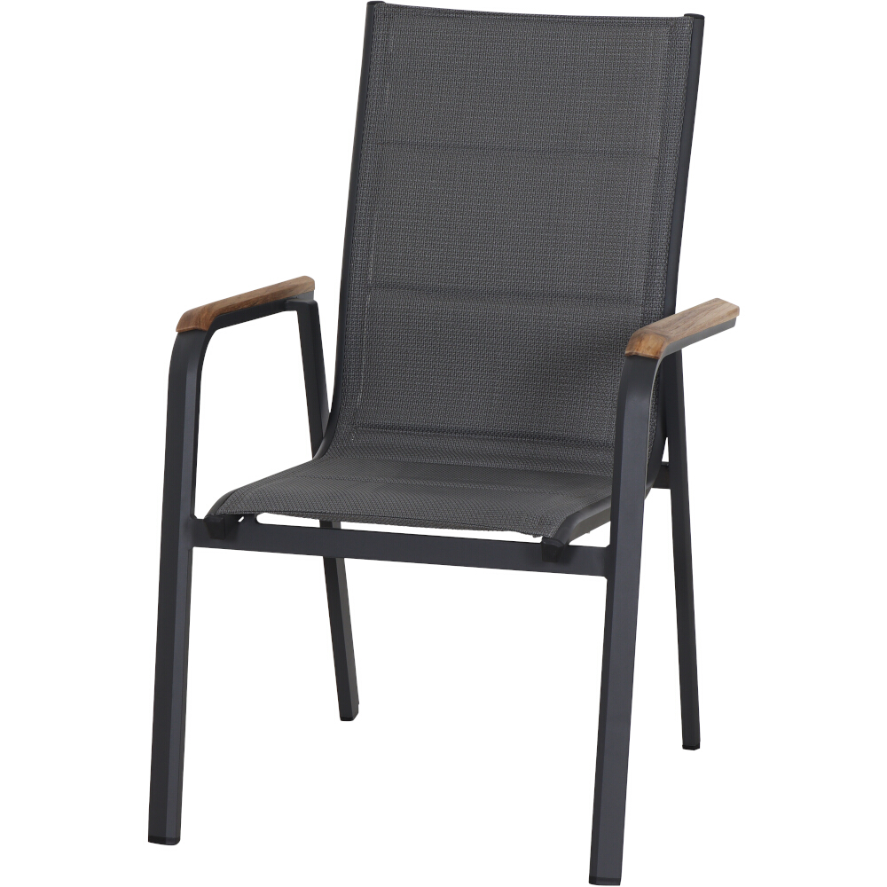 Siena Garden Stapelsessel TESORO padded, Aluminium Anthrazit / Kunststoffgewebe Royal Grey - Abverkauf