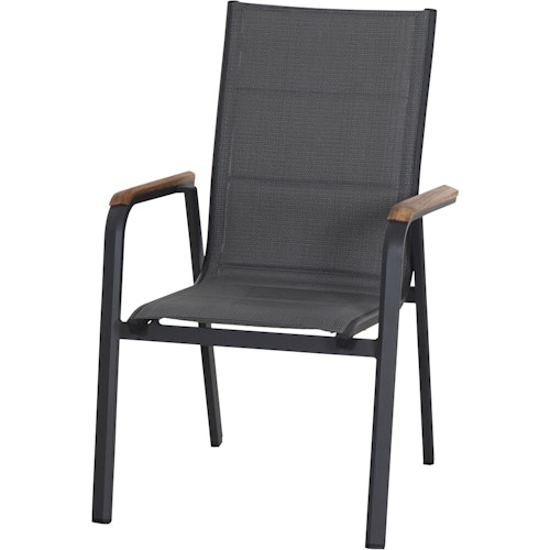 Siena Garden Stapelsessel TESORO padded, Aluminium Anthrazit / Kunststoffgewebe Royal Grey - Abverkauf