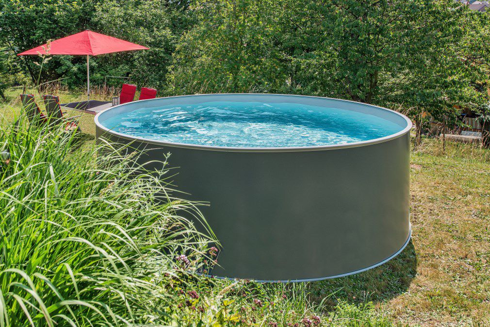 myPOOL Swimming Pool Poolset Premium Rund mit Sandfilteranlage - anthrazit
