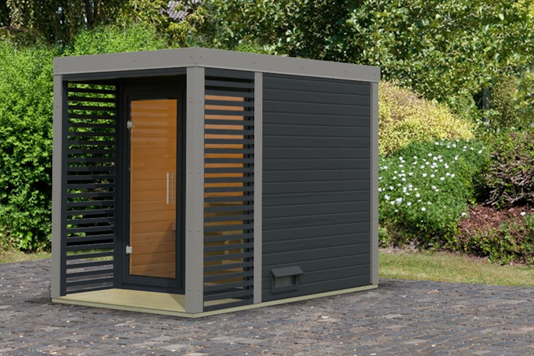 Karibu Saunahaus Ares 1 - Hybridhaus mit Metallrahmen - 38 mm inkl. gratis 9 kW Bio-Saunaofen im Wert von 719 €