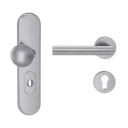 Vorschaubild Griffwerk TITANO Kombi SB_882 ES1 (S2) -Edelstahl matt Kombi-Schutzbeschlag -Knopf/Drücker -mit Griff OVIDA Klippt. -EM -L -ZA, 72mm -TS 38-50