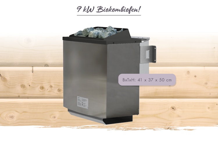 Karibu 9 kW Bio-Kombiofen Saunaofen anthrazit für externe Steuerung