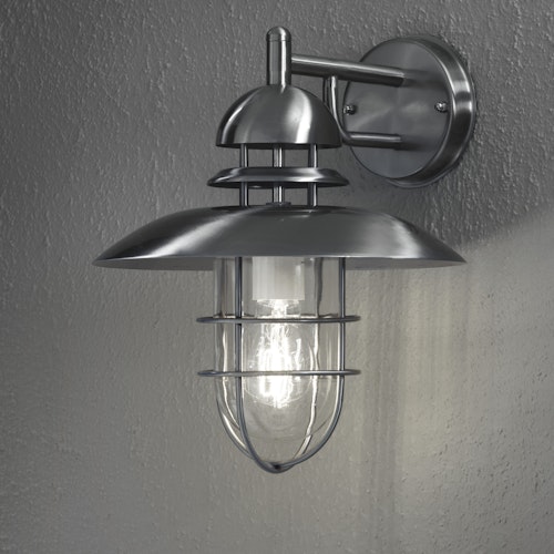 Konstsmide Wandleuchte Sorrento, Edelstahl, klares Glas (7319-000)