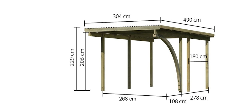 Karibu Carport Einzelcarport Eco 1/2 - kesseldruckimprägniert