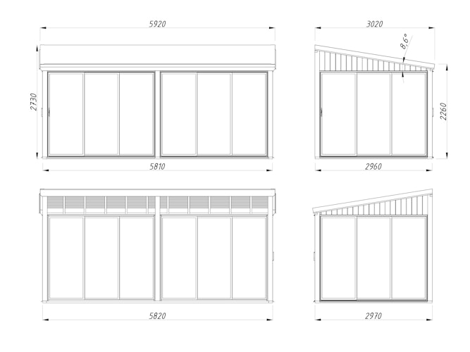 Palmako Glashaus Lumi 16,2 m² (Wintergartenanbau) - Slide Plus