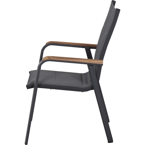 Siena Garden Stapelsessel TESORO padded, Aluminium Anthrazit / Kunststoffgewebe Royal Grey - Abverkauf