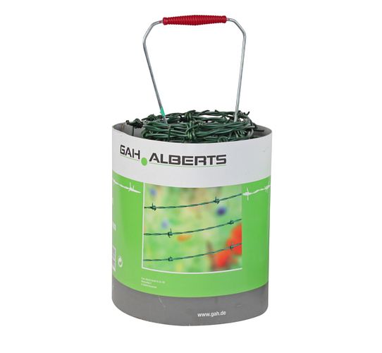 Alberts® Stacheldraht, grün, ⌀2,0 mit 4 Stacheln, Abstand 100 mm, Länge 50 m 530099