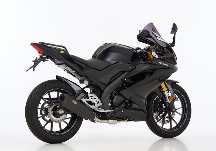 SHARK KOMPLETTANLAGE Edelstahl beschichtet schwarz-matt DSX-10 für YAMAHA MT-125,XSR125 / Legacy,YZF-R125 EURO5  