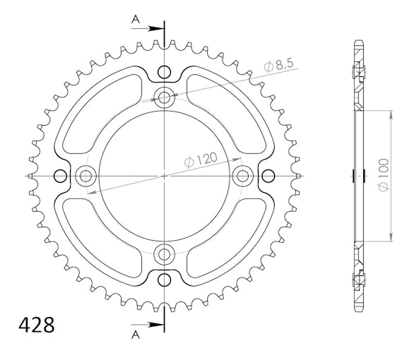 Supersprox Stealth-Kettenrad 428 52Z (Gold)