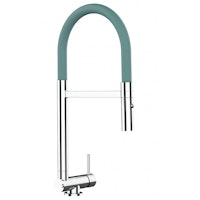 Wasserhahn Vorfenster Küchenarmatur, Umklappbar 4,5 CM, mit 360° schwenkbarem Auslauf, abnehmbare 2 strahl Handbrause, Verchromt / Türkis