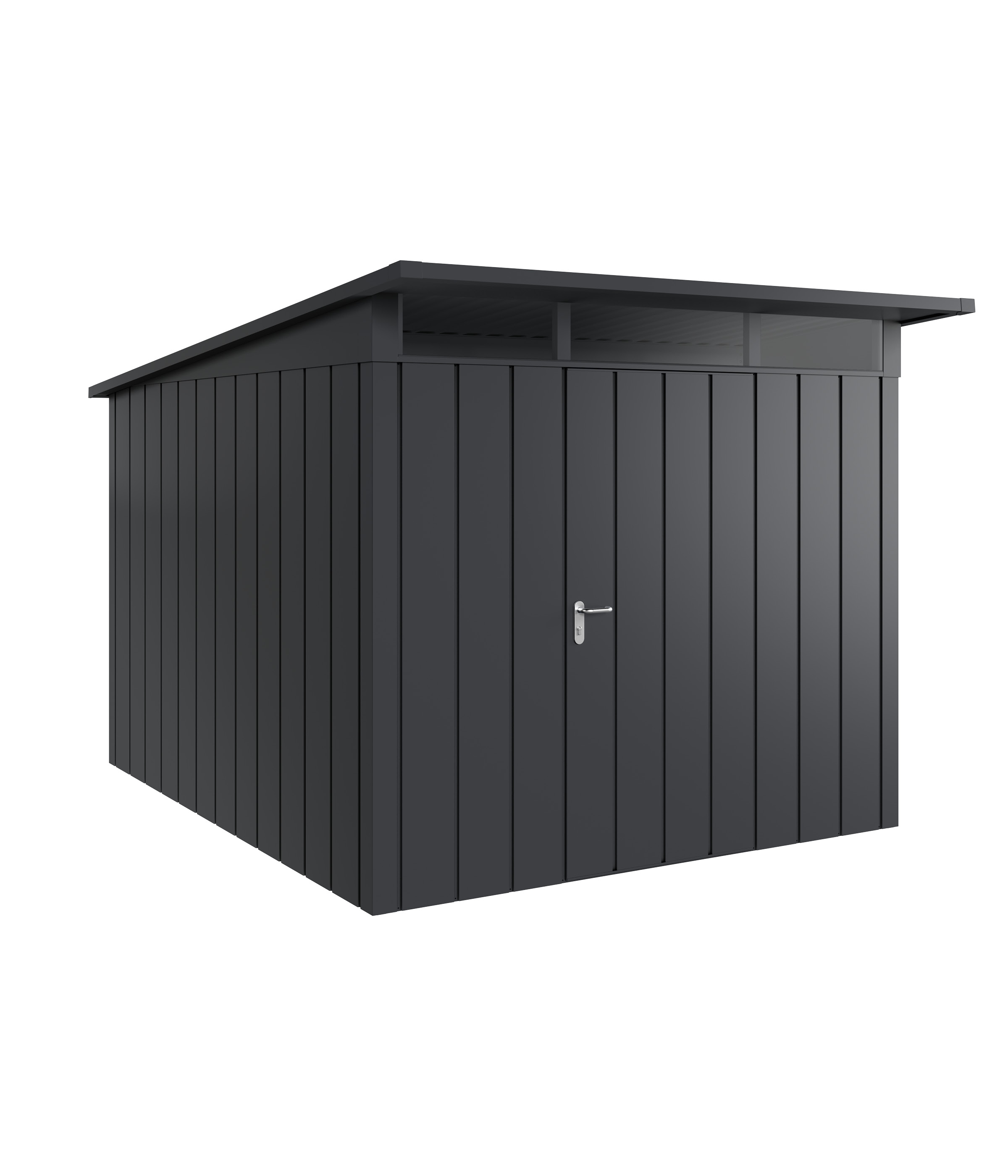 Hörmann Metall-Gerätehaus Juno JPD mit Pultdach B 262 x T 310 cm (JPD 11) Motiv Modern (mit schmalen Lamellen) Einzeltür...