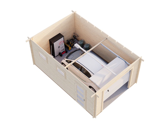 Palmako Garage Rasmus 19,0 m² - 44 mm - mit Sektionaltor