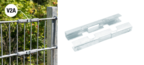 Alberts® Mattenverbinder Doppelstab-Gittermatten,grün.,m.Schrauben aus Edelstahl M10x30mm 672898
