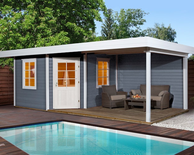 Weka Designhaus 213 B 28 mm inkl. 300 cm Anbau