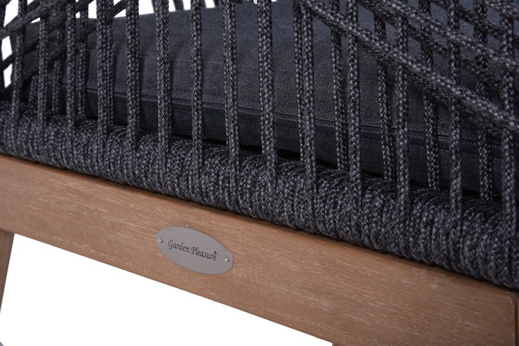 Garden Pleasure Gartenmöbel Set OAKLAND / POMONA, Tisch 200 x 100 + 4 Sessel, Akazie / Rope / Kissen 100 % Polyester