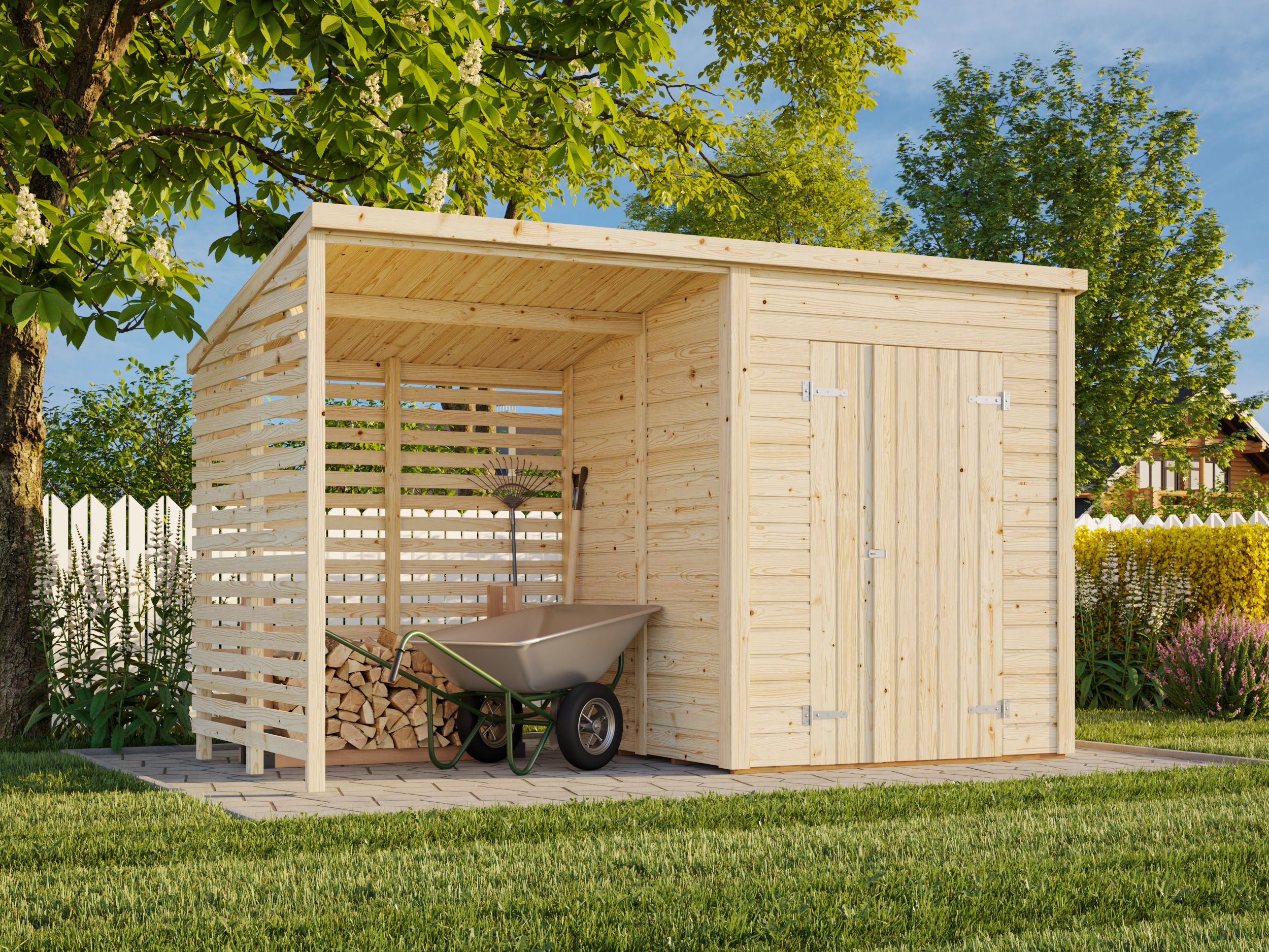 Palmako Gerätehaus Leif 3,0 m² + 2,9 m² Anbau - 16 mm
