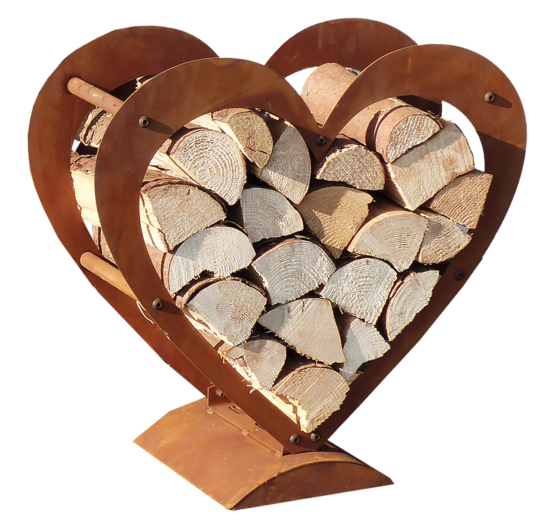 Badeko Herz-Holzregal in Edelrostoptik - 95 cm hoch