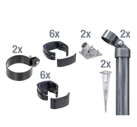 Alberts® Zaunanschl.-Set f. WG,anth. kstb.,m.Einschlag-B.,f.Pfosten ⌀60 mm,f.Höhe 1530 mm 601935