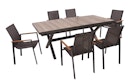 Vorschaubild Garden Pleasure Gartenmöbel Set RANA / SILEA 02, Ausziehtisch 200/260 x 100 + 6 Stapelsessel, Alu Anthrazit / Keramik Silbereiche / Kunststoffgewebe Dunkelgrau