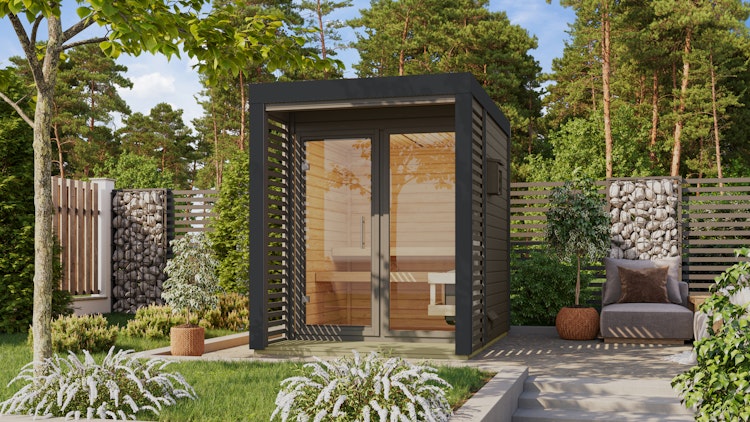 Karibu Saunahaus Ares 1 - Hybridhaus mit Metallrahmen - 38 mm inkl. gratis Sauna-Zubehörset im Wert von 234,94 €