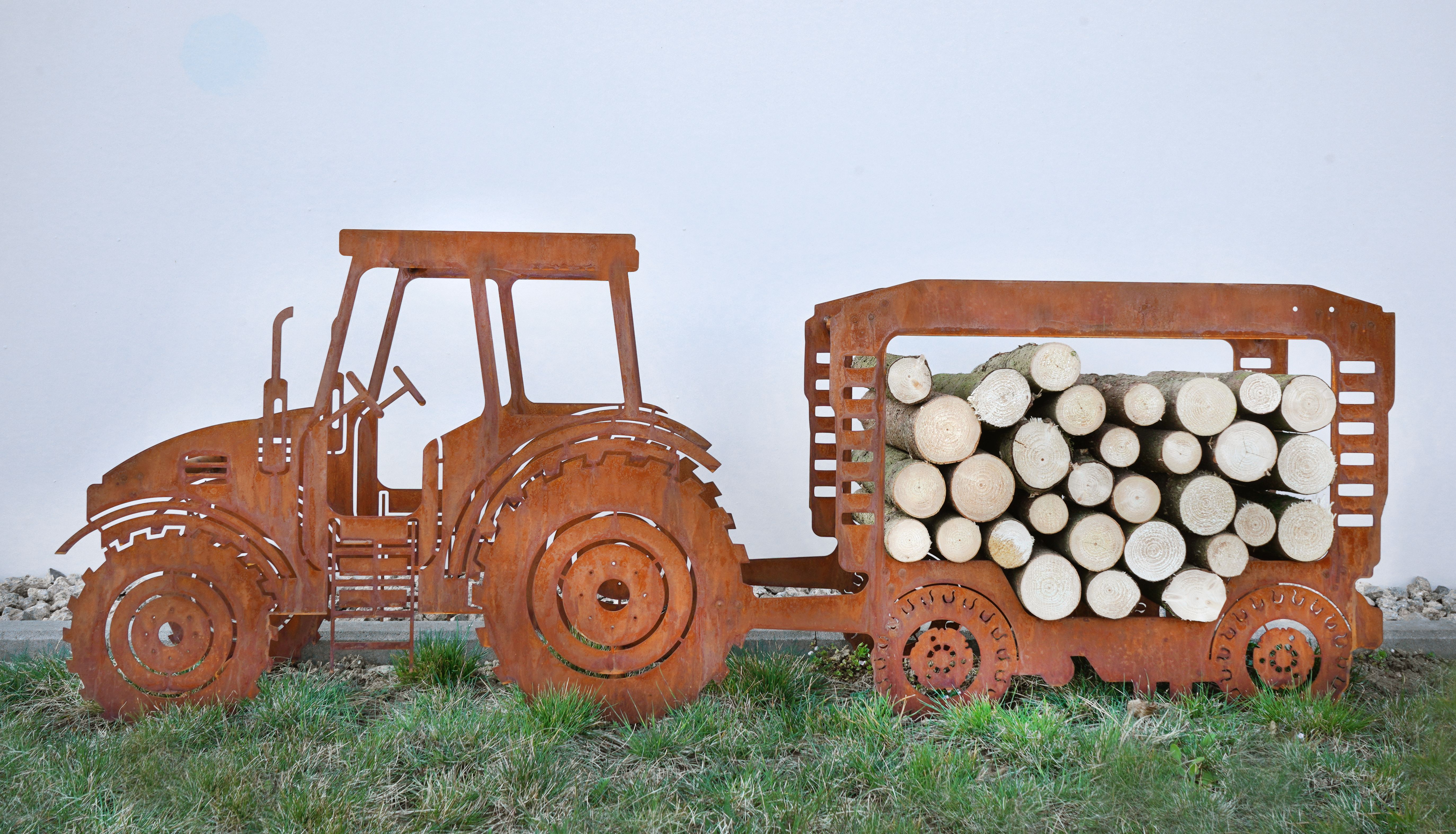 Badeko Traktor mit Anhänger in Edelrostoptik