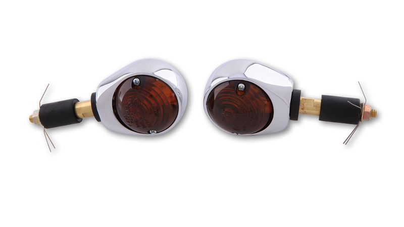 HIGHSIDER smart Ochsenauge Glühlampen Lenkerendenblinker Gehäuse Chrom / Linse Rauchgrau (Paar), Vorn
