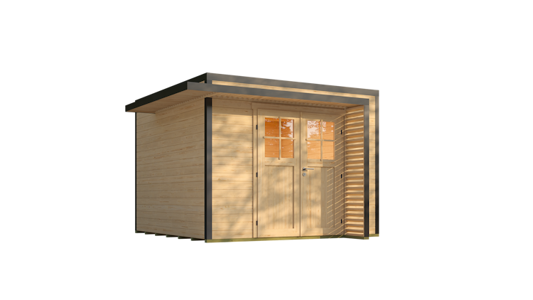 Weka Design Gartenhaus Pure Garden Amberley mit Massivholz-Doppeltür - 28 mm 