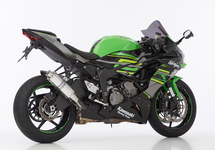 HURRIC SLIP-ON Schalldämpfer Supersport Aluminium poliert für KAWASAKI ZX-6R