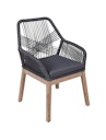 Vorschaubild Garden Pleasure Gartenmöbel Set ARVADA / POMONA, Tisch Ø 110 + 4 Sessel, Akazie / Rope / Kissen 100 % Polyester