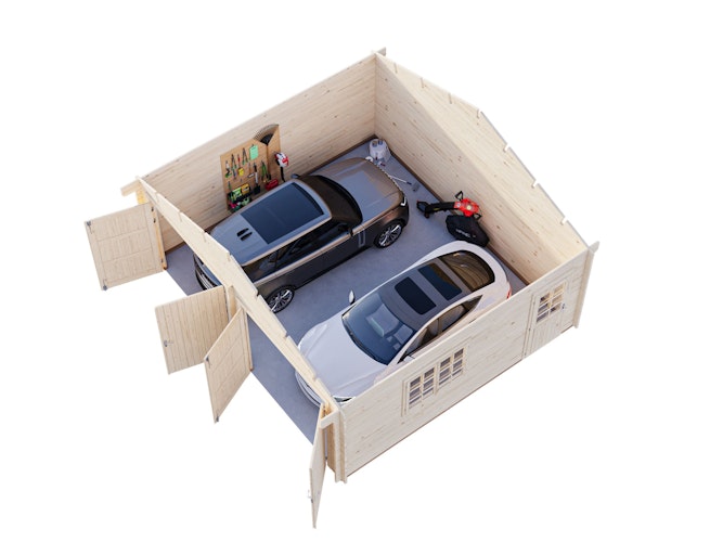 Palmako Garage Roger 28,4 m² - 44 mm - mit Holztoren