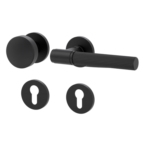 Griffwerk Wechselgarnitur VAYA 136 ARIS fast2fix Fast2Fix Rosetten rund Knopf R2 Graphitschwarz R