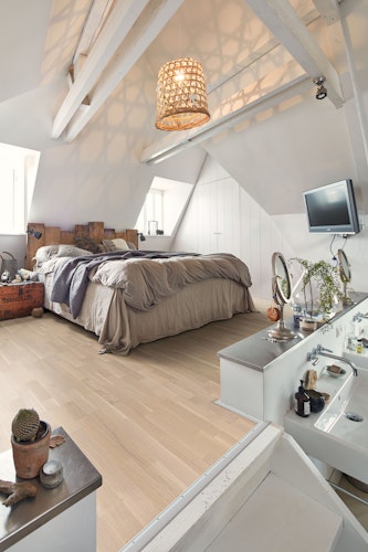 MEISTER Parkettboden MeisterParkett. longlife PC 200 2400 x 200 x 13 mm 9035 Eiche lebhaft cremeweiß gebürstet ultramattlackiert