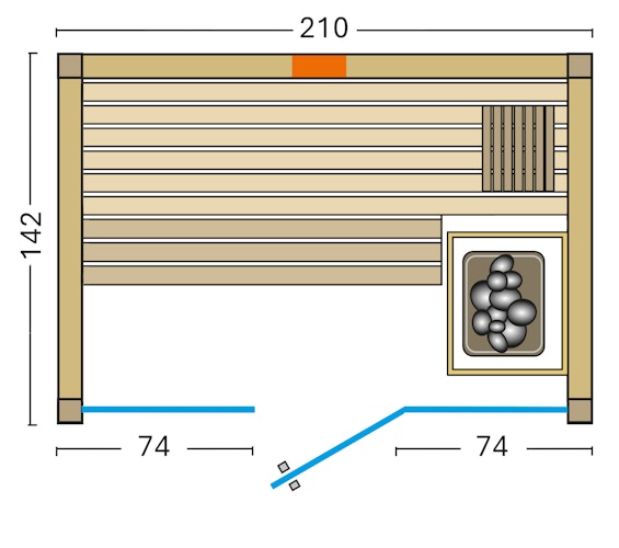 Infraworld Sauna Gracil Complete 142 - 75 mm Multifunktionssauna inkl. 5-teiligem gratis Zubehörset
