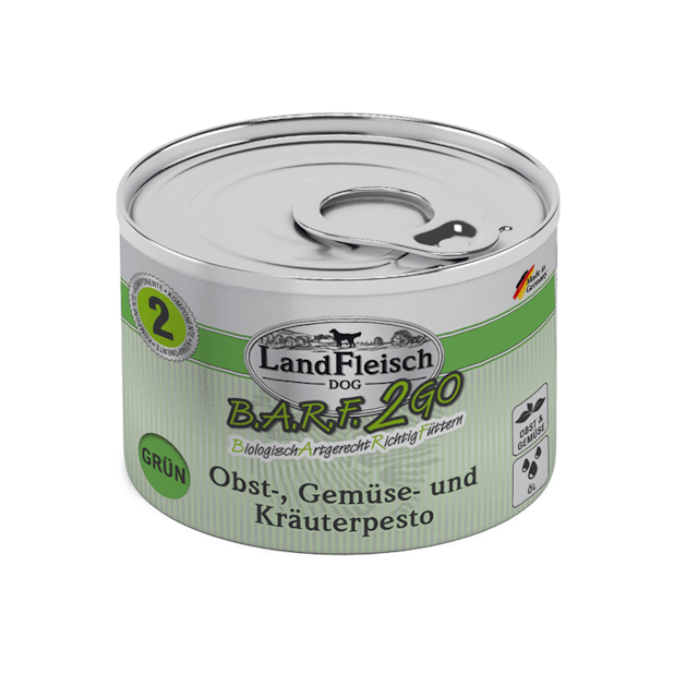 LandFleisch Hund B.A.R.F.2GO Obst-, Gemüse und Kräuterpesto 200gVorschaubild