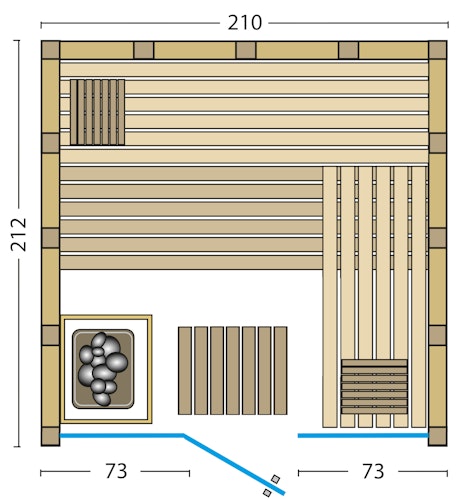 Infraworld Solido Glas 212 - 40 mm Massivholzsauna inkl. 5-teiligem gratis Zubehörset