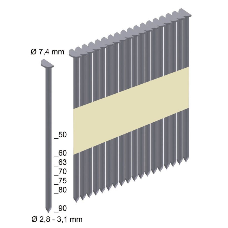 Milwaukee Halbkopf-Nägel 7,4x2,8x50 mm (4000) 4932478396