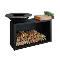 OFYR Plancha Grill Island Black 85 Teakholz
