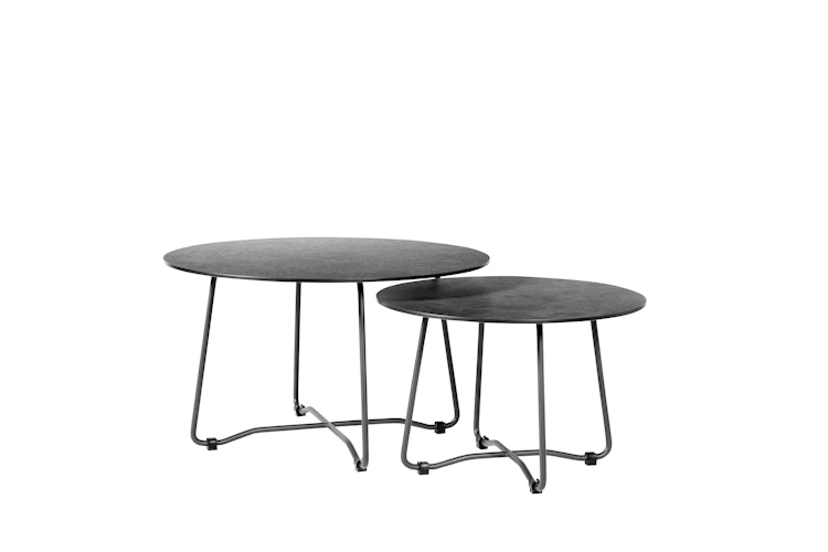 Diamond Garden Lounge-Set MILOS, Sofa + 2x Tisch + Hocker, Edelstahl Dunkelgrau / HPL / Rope Dark Grey / Sunproof (100 % Polypropylen)