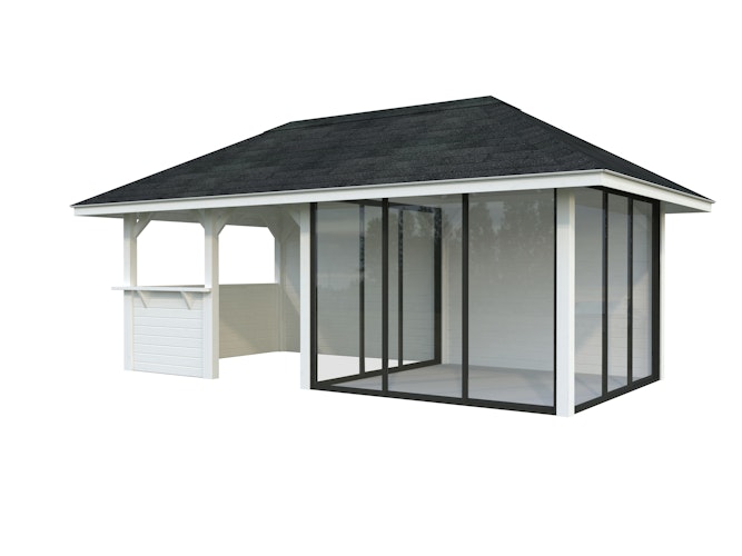 Palmako Pavillon Bianca 16,6 m² Set 508 Slide Plus mit Isolierglas-Schiebetüren
