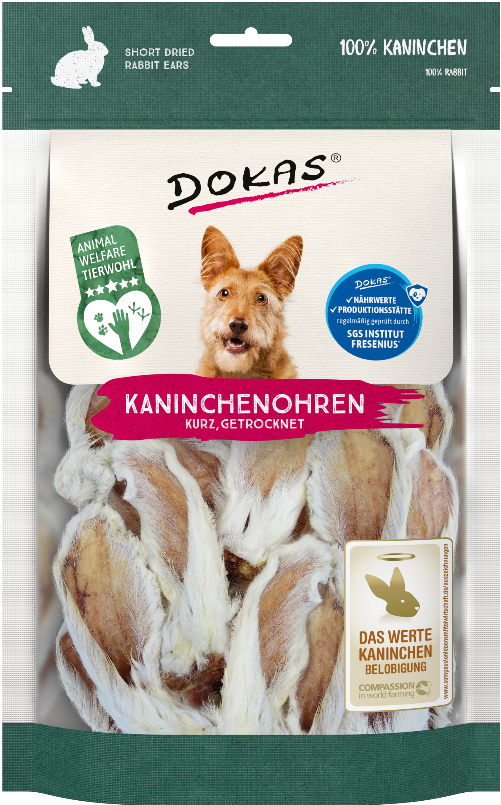 DOKAS Kaninchenohren getrocknet Hundesnack