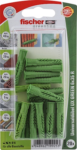 FISCHER Universaldübel UX 6x35 R GREEN K (20 Stück)
