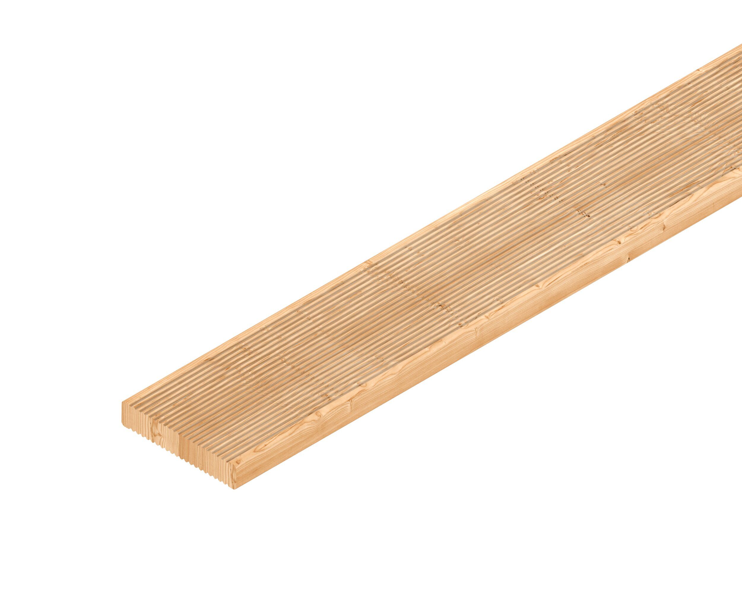 Handmuster OSMO Terrassendiele kana. Lärche 27 x 143 mm geriffelt/geriffelt