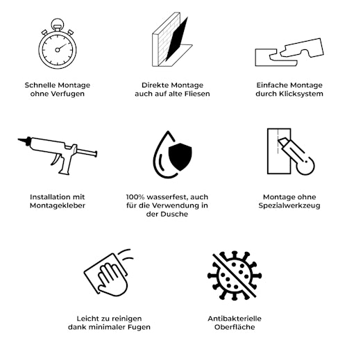 Revét Vinyl Wandfliese Marble Hochglanz 120 x 60 cm