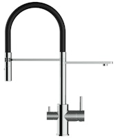 3 Wege Wasserhahn Küchenarmatur, FL, mit 360° schwenkbarem Auslauf, abnehmbare 2 strahl Handbrause, Verchromt / Schwarz