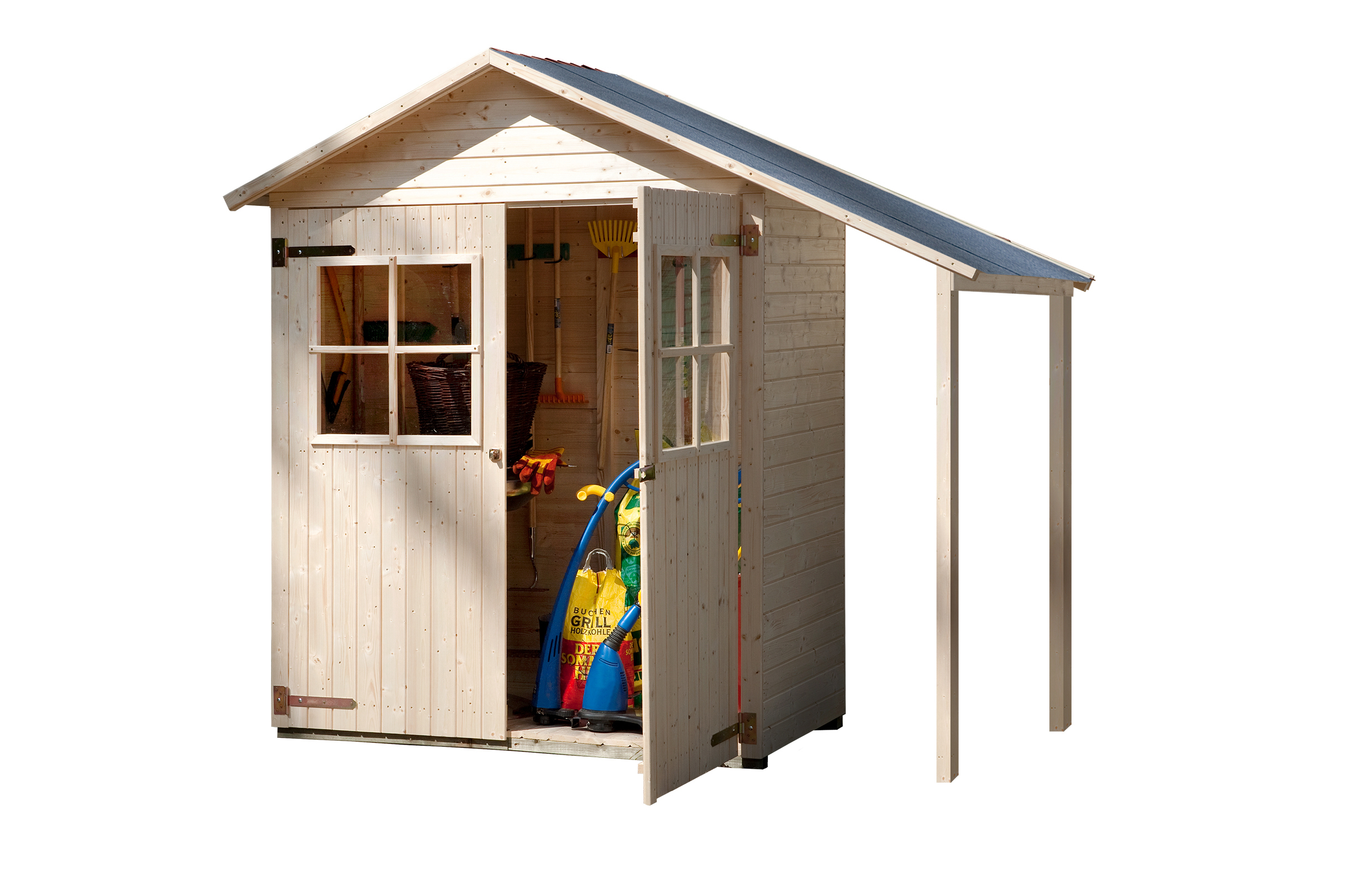 Weka 14 mm Garten- und Terrassenschrank mit Schleppdach-Gartenschrank mit Doppeltür (224 x 87 cm)