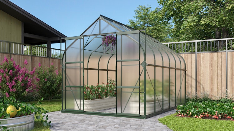 Vitavia Gewächshaus Dione/Diana 9900 inkl. 4 Dachfenster und Stahlfundamentrahmen - 9,9 m²