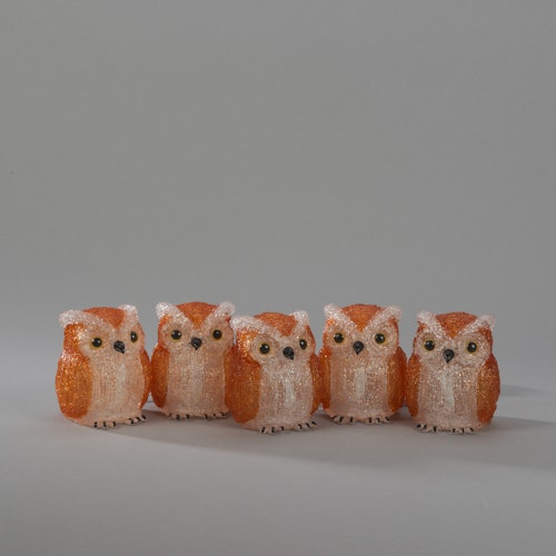 Konstsmide Weihnachtsbeleuchtung LED Acryl Eulen 5-er Set, warmweiß